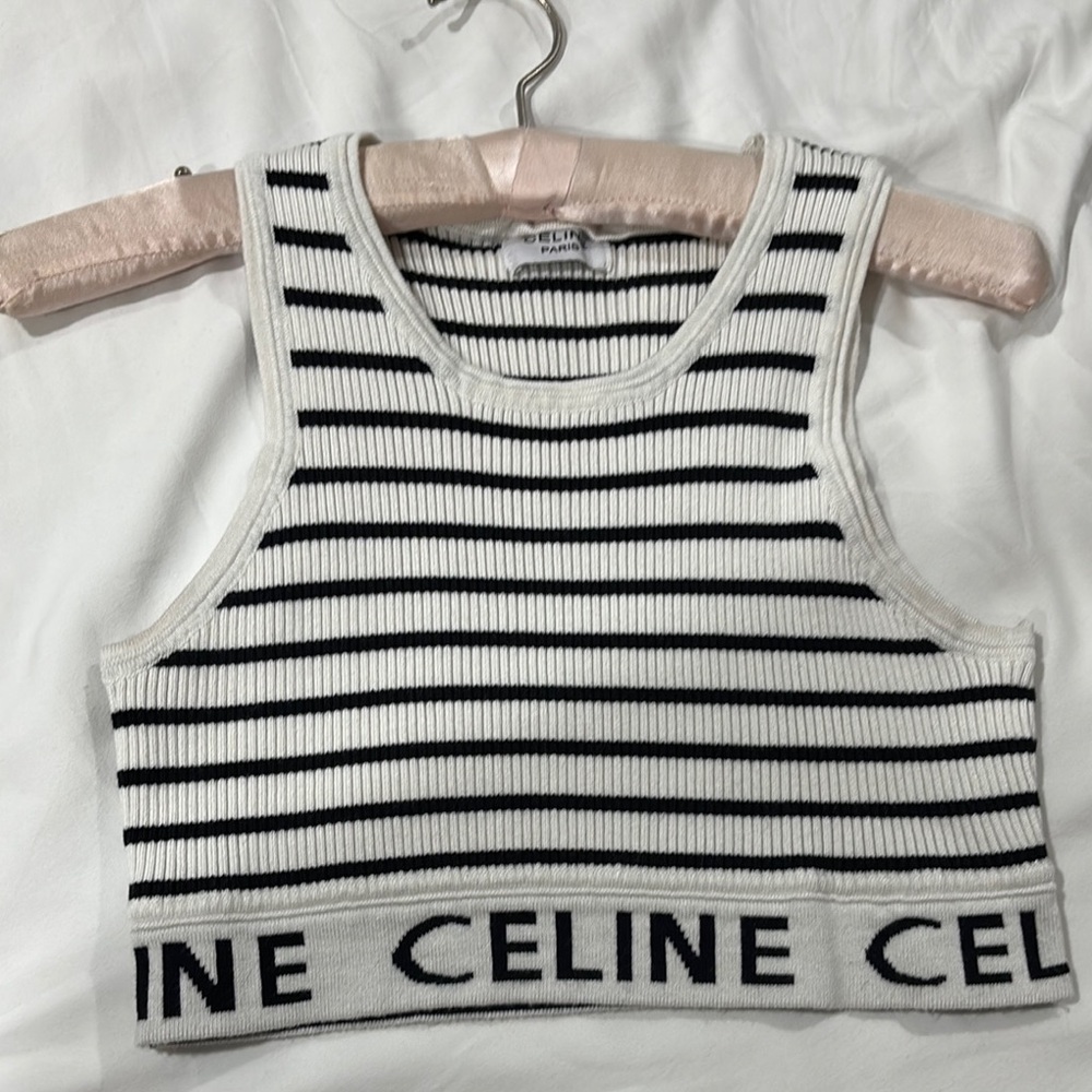 Celine Black and White Striped Tank